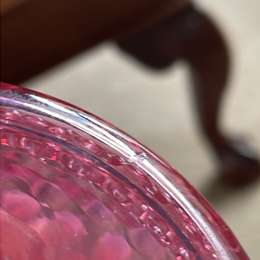 Fenton Cranberry Opalescent Hobnail vase - Picture 10 of 10